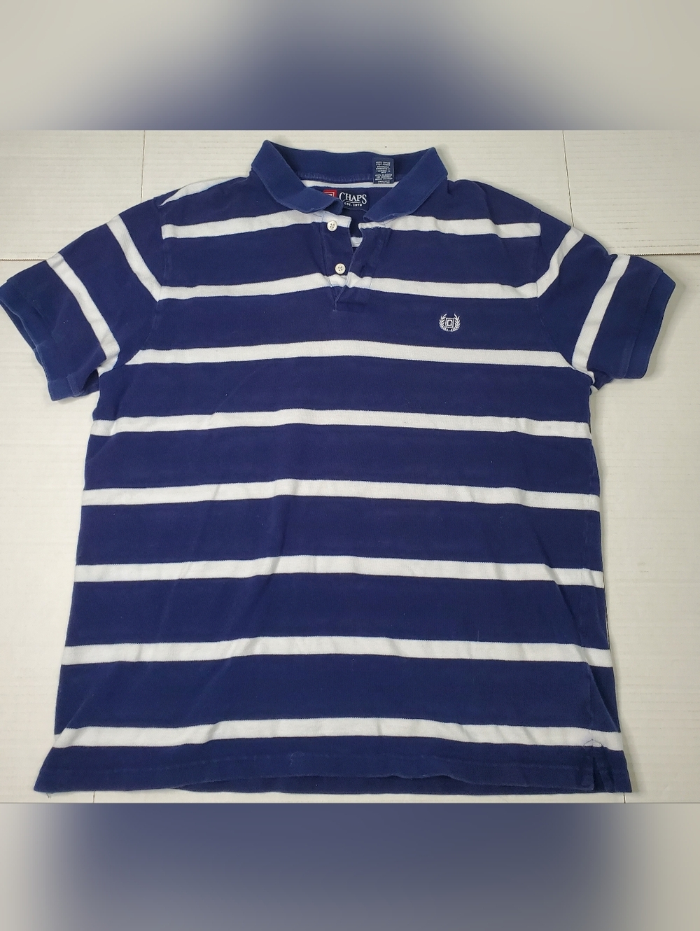 Chaps Men’s Navy & White Striped Polo Shirt XL
